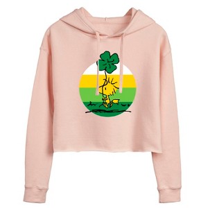 Women's - Peanuts - Woodstock Shamrock Cropped Graphic Hoodie - 1 of 4