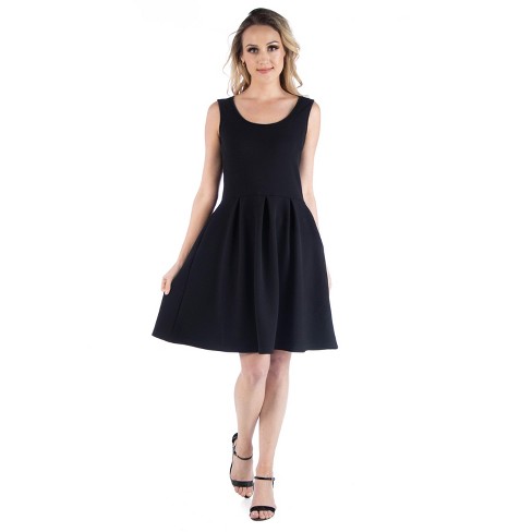 24seven Comfort Apparel Sleeveless Pleated Skater Dress With Pockets ...