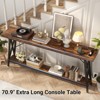 Aheaplus 71'' Console Table with Charging Station, Industrial Metal Frame Sofa Table with Storage Shelf - 2 of 4