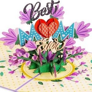 Paper Love 3D Floral Best Mom Pop Up Mothers Day Card, For Mom, Wife, Anyone | 5" x 7" Cover - 1 of 4