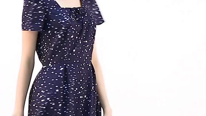 Allegra K Women's Print Casual Square Neck Short Sleeve Mini A-Line Dress, 2 of 7, play video