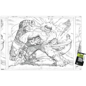Trends International Marvel Sketch - Hulk vs. Fantastic Four Unframed Wall Poster Prints - 1 of 4