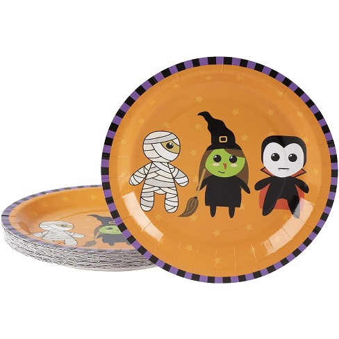 Blue Panda Halloween Party Supplies Paper Plates, Witch, Vampire, Mummy (9 in, 80 Count)