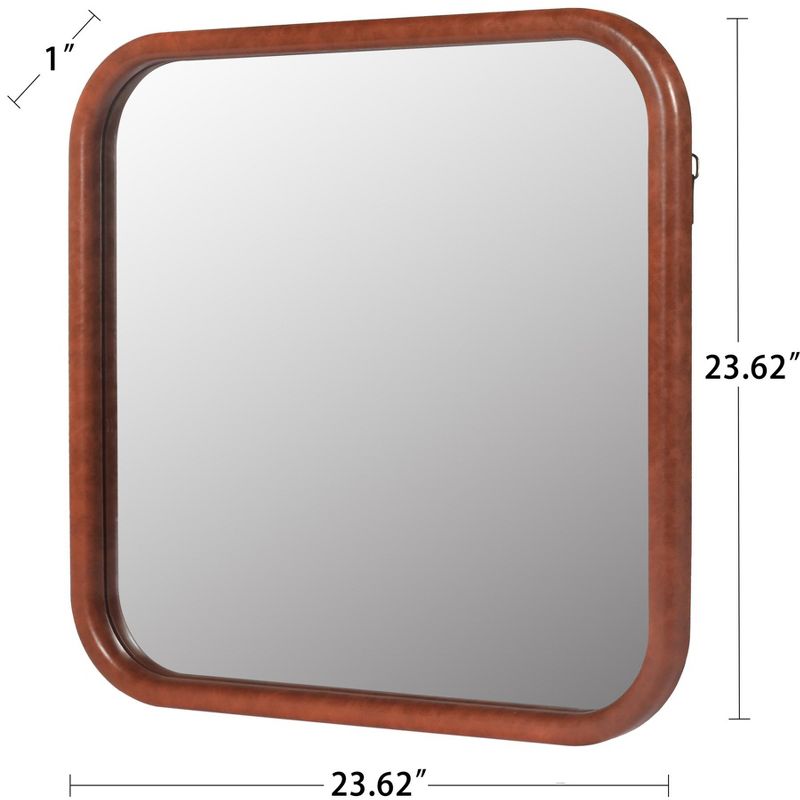 Sofie 23.62"x23.62" Decorative Wall Mirrors With Square PU Covered MDF Framed Mirror-The Pop Home, 4 of 8