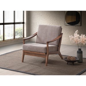 Fabric Accent Chair with Rubber Wood Frame, Full Foam Removable Cushion, Finish Comfortable Seating - 1 of 4