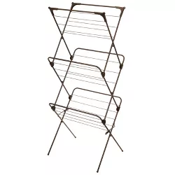 mDesign Tall Metal Foldable Laundry Clothes Drying Rack Hanger Stand - Bronze