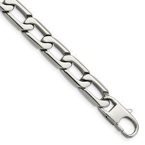 Black Bow Jewelry Men's 11mm Stainless Steel Open Square Curb Chain Bracelet, 8.5 Inch - 1 of 4