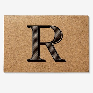 Personalization Mall Noir Initial 18x27 Synthetic Coir Doormat - 1 of 1