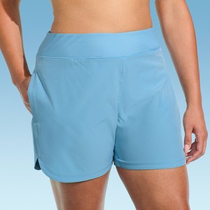 Lands' End Women's 5" Swim Board Shorts with Panty - Blue - 1 of 3