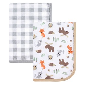 Hudson Baby Infant Boy Cotton Swaddle Blankets, Woodland, One Size - 1 of 2