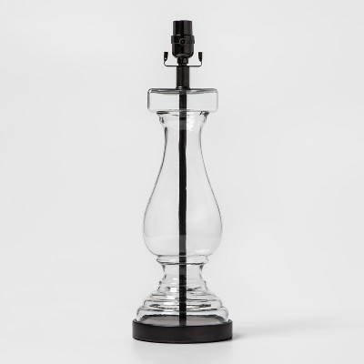 Large Glass Baer Column Table Lamp, Large Clear Glass Base Table Lamp