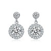 Guili Sterling Silver Rhodium Plated Clear Round Cubic Zirconia Halo Tier Earrings, a Dazzling Multi-Layered Drop with Timeless Brilliance - 3 of 3