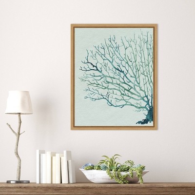 Seaglass Shadow II Abstract Tree Canvas Art with Maple Frame