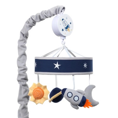 Lambs & Ivy Milky Way Musical Baby Crib Mobile - Blue/Navy/Gray Space Theme