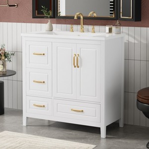 Christopher Knight Home Borah Modern 36" Freestanding Bathroom Vanity with Resin Sink - 1 of 4