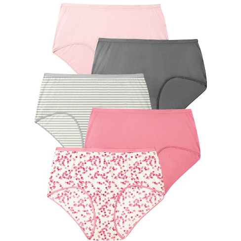 Comfort Choice Women's Plus Size Cotton Brief 5-pack, 12 - Rose Heart Pack  : Target