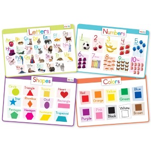 Merka Placemats for Kids, Set of 4 Non-Slip, Reusable Toddler Placemats, Learn Letters, Numbers, Shapes, Colors, 17 x 11 In - 1 of 4