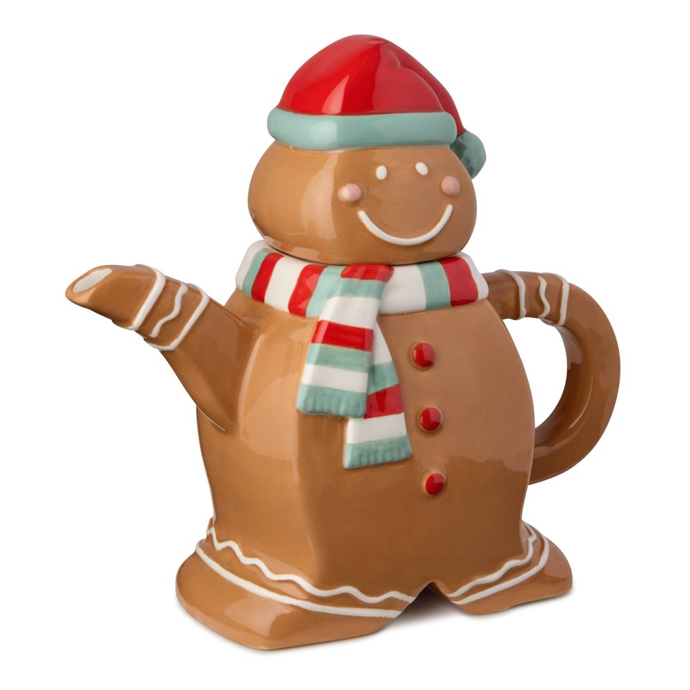 Certified International 24oz Christmas Whimsy Gingerbread 3D Teapot