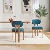 Set of 2 Wooden Armless Chairs,Modern Fabric Dining Chairs with Rubberwood Legs,Upholstered Kitchen Chairs for Small Spaces-Coolbibila - 3 of 4