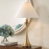 Uttermost Shaefer Gold Table Lamp – Flared Brass-Plated Base with Geometric Detailing and White Coolie Shade, 30” High - 2 of 4