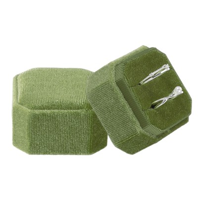 Unique Bargains Velvet Octagon Wedding Proposal Engagement 2 Slot Jewelry Storage Ring Box