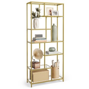 VASAGLE Bookshelf, 6-Tier Tall Bookcase, Display Shelf, Plant Stand, 11.8 x 31.5 x 70.9 Inches, Particleboard, Gold - 1 of 4