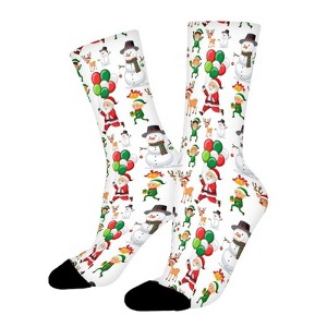Christmas Deer Santa Claus Snowmen Women Printed Crew Socks Funny Funky Socks Soft Polyester Novelty Gifts for Artists Men - 1 of 1