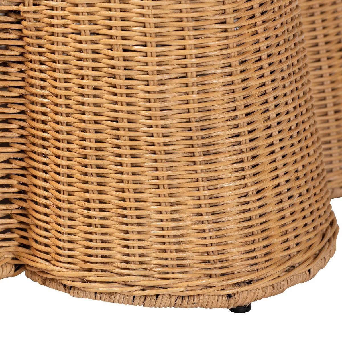 bali & pari Palm Scallop Natural Rattan Rectangle Ottoman with Cushion Light Honey - thumbnail 5