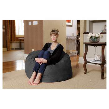 6' Huge Bean Bag Chair With Memory Foam Filling And Washable Cover Charcoal  - Relax Sacks : Target