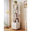 ORRD 5-Tier 360° Rotating Bookshelf with Drawer, White Corner Bookcase for Small Spaces, Bedroom or Living Room - 4 of 4
