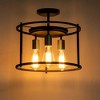C Cattleya 3-Light Black and Gold Drum Cage Semi Flush Mount Light - 2 of 4