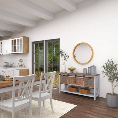 Gray Galvanized Metal Cylinder Canister Set with Lids