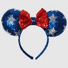 Girls' 4th of July Minnie Mouse Ears Headband: Fashion Accessory for All Hair Types, Polyester Material - 2 of 3