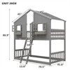 RISOKEYS Twin over Twin House Bunk Bed - Wood  Bunk Bed with Roof, Window, Window Box, Door, Safety Guardrails and Ladder for Girls Boys - 3 of 4