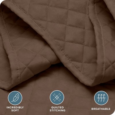 Full/Queen Cocoa Diamond Stitched Microfiber Quilt Set