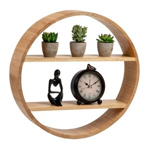 Mind Reader Circular Floating Shelves Bamboo - 1 of 4