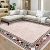 Contemporary Bordered Area Rug, Distressed Geometric Design, Soft Washable Low-Pile Non-Slip, Stain-Resistant and Non-Shedding, Blue, 8'x10' - 2 of 4