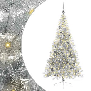 vidaXL Artificial Pre-lit Christmas Tree Silver 82.7" PET - 1 of 4