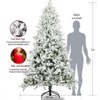 Maggift Artificial Plant Artificial Snow Flocked Christmas Tree 7ft Artificial Hinged Pine Tree with White Realistic Tips Unlit, Green, 55"*55"*84" - 3 of 4