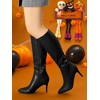 BLISSFUL STEP Women's Halloween Pointed Toe Side Zipper Stiletto Heel Knee High Boots - 2 of 4