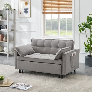 Sapphtopaz Pull Out Sofa Bed Velvet 3-in-1 Convertible Sleeper Sofa with Pillows and Pocket Small Loveseat Couches for Living Room,Bedroom - 1 of 4