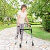 Gymax 2-Button Folding Walker Height Adjustable Walking Aid w/Seat 4 Wheels Brakes Reversible Seat  for Seniors Disabled FDA Certified - 2 of 4