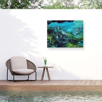 Trademark Fine Art - "Tranquility Atlantic Bottlenose Dolphins" Outdoor Canvas
