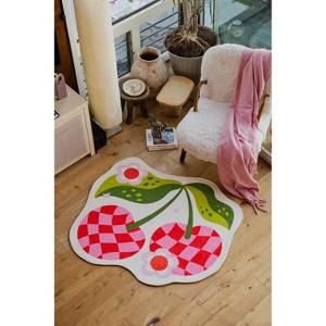 Lany Space Jessica Miller Irregular Pink and Red Checkered Cherry Rug - 1 of 4