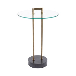Kate and Laurel Cerullo Glass Metal and Marble Side Table, 16x16x24, Black and Gold - 1 of 4
