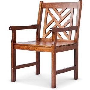 VINGLI Outdoor Dining Chairs, Wooden Patio Chairs with Comfortable Backrest, Solid Wood Patio Dining Chair Garden Chairs for Yard, Front Porch Deck - 1 of 4