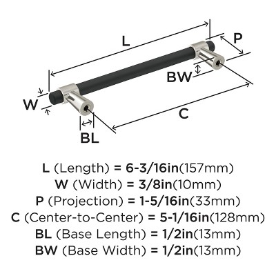 Matte Black and Satin Nickel Modern Bar Pull with Mounting Hardware