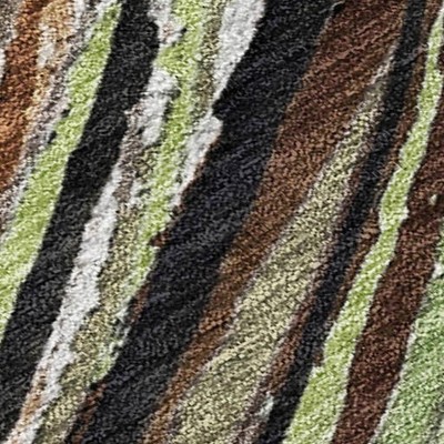 HomeRoots 10' X 14' Artichoke Green Brown And Ivory Abstract Washable Indoor Outdoor Area Rug
