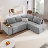 91.5" Convertible L-Shaped Sectional Sofa Bed with Pull-Out Bed and Hidden Storage, Wide Flip-Top Armrest with Storage - 2 of 4