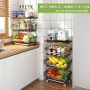TOBILI 4 Tier Fruit Basket for Kitchen - Stackable Fruit and Vegetable Storage Cart with Wooden Top Rolling Wheels - 2 of 4